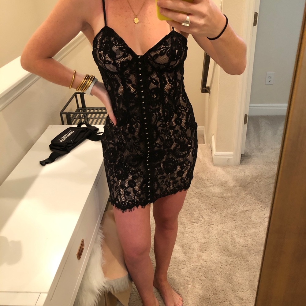 Black lace corset dress